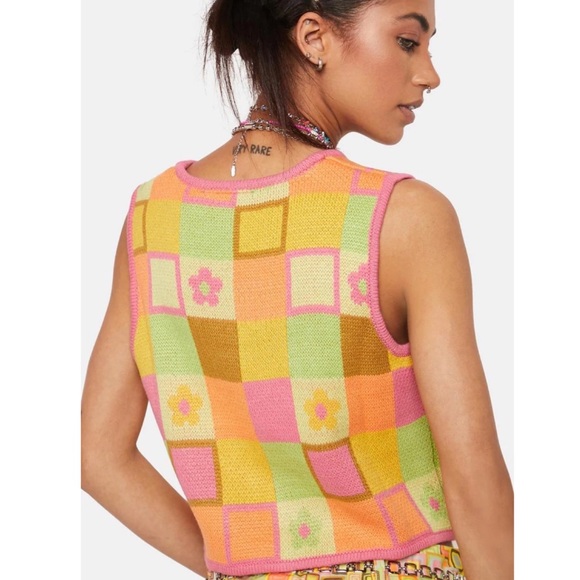 The Ragged Priest Smartie Knit Button Down Vest - Picture 3 of 4